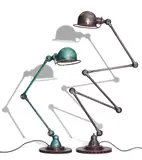Jieldé, Floor Lamp and Desk Lamp, iron and aluminum, floor lamp with maker's oval metal tag