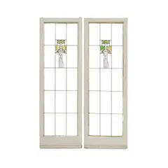 George Washington Maher, Pair of Hollyhock Doors, from the Charles Hosmer Morse residence, Glencoe, Illinois, leaded glass, wood