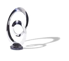 Sculpture by James T. Russell, chromed metal, granite base, edition 6 out of 75, sold Mar 2024