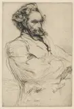 James Abbott McNeill Whistler, Drouet (Kennedy 55, Glasgow 35), 1859, Etching and drypoint on laid paper with partial Van Gelder watermark, the second (final) state