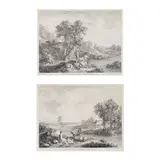 Francesco Zuccarelli, Da cibo il prato al gregge, e l'amo a noi; Piccola Preda il Desio Nostro Appage, n.d., Two etchings on laid paper with AS watermark