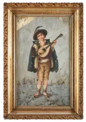 Gaetano Mormile, The Mandolin Player, oil on canvas