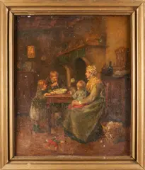 Léon Marie Constant Dansaert, Children Playing with Bubbles, oil on canvas