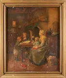 Léon Marie Constant Dansaert, Children Playing with Bubbles, oil on canvas