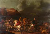 Simon Johannes van Douw, A Battle between Christians and Turks, oil on panel