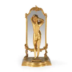 Gilt Bronze Model of a Nude with Mirror, by Émile Pinedo, Gilt Bronze Model of a Nude with Mirror,, sold Mar 2024