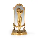 Émile Pinedo, Gilt Bronze Model of a Nude with Mirror,