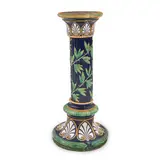 Untitled by George Jones Majolica Pedestal, 1875, polychrome enamel decorated with a foliate vine to a cobalt ground within palmette borders, ht, sold Mar 2024