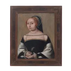 François Clouet, Portrait of a lady holding a feather, probably Diane de Poitiers (1499-1566), oil on panel
