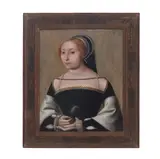 François Clouet, Portrait of a lady holding a feather, probably Diane de Poitiers (1499-1566), oil on panel