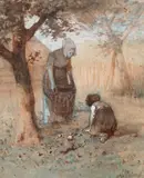 Anton Mauve, In the orchard, watercolor on paper