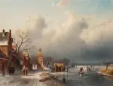 Charles Leickert, Oud tol in Warmond, oil on canvas