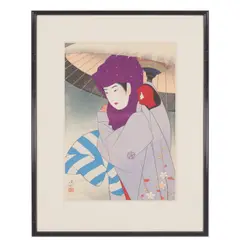 Itō Shinsui, Purple Hood (Okoso-zukin), c. 1950, Woodblock in colors on wove paper