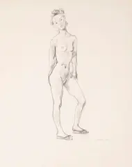 Alexander Brook, A study of a standing nude, graphite on paper