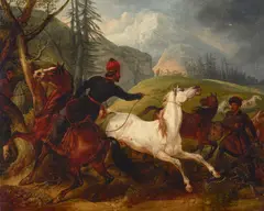 Carle Vernet, Capture of the wild stallion, oil on canvas