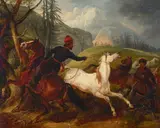 Carle Vernet, Capture of the wild stallion, oil on canvas