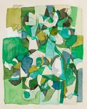 Ellwood Graham, St. Patrick's Pageant; and Language of Love (two works), mixed media on composite wood board; and mixed media on Masonite (respectively)