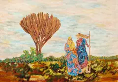 Gespräch am Baum by SEO, 2004, Acryl und Reispapier auf Leinwand, sold May 2013