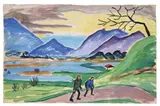 Gabriele Münter, Landschaft, 1941, Aquarell und Gouache über Bleistift auf leicht genarbtem Ingres-Papier