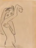 Fränzi, sich waschend by Ernst Ludwig Kirchner, 1909, Bleistift auf Papier, sold Jun 2023