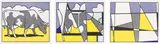 Roy Lichtenstein, Cow Triptych (Cow Going Abstract) Poster, 1982, screenprint in colors
