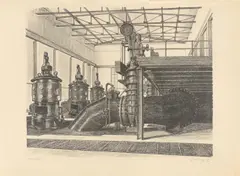Bewag Kraftwerk West by Carl Grossberg, 1930, Original-Leinenmappe mit 12 Lithografien, jeweils auf Van Gelder Zonen-Velin (mit Wasserzeichen: Holland), sold Jun 2021