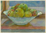 Emil Orlík, Früchtestillleben, 1914, Öl auf Holz
