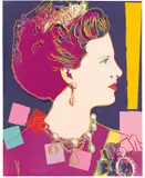 Queen Margrethe II of Denmark – aus der Serie: Reigning Queens“ (Royal Edition) by Andy Warhol, 1985, Farbserigrafie auf Lenox-Museumskarton, sold Nov 2019