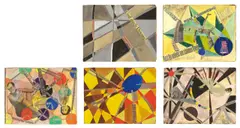 Felix Klee, Und doch Dessau!“ (An Karla Grosch), 1927, Aquarell und Collage auf 5 zusammengenähten Büttenpapieren