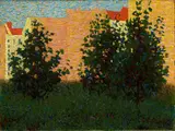 Arthur Segal, Hinterhof (Hausfassaden hinter Bäumen)“ (Berlin)