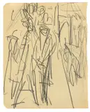 Ansprache auf der Straße by Ernst Ludwig Kirchner, 1914, Bleistift auf Papier (aus einem Skizzenbuch), sold Oct 2018