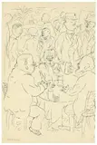 Caféhausszene“ / verso: „Mann in Uniform by George Grosz, 1923, Tusch- und Rohrfeder auf Papier, sold Dec 2017