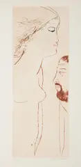 Ota Janeček, Susanna and the Elder Man, 1984, drypoint, paper