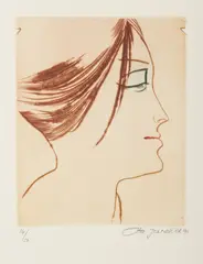 Ota Janeček, Woman's Profile, 1990, drypoint, paper