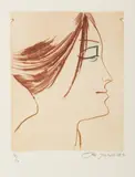 Ota Janeček, Woman's Profile, 1990, drypoint, paper