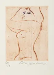 Ota Janeček, Half-Nude, 1960s, drypoint, paper