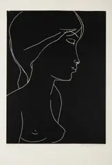 Ota Janeček, Half-Nude in Black, 1991, linocut, paper