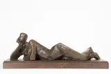 Zdeněk Palcr, Resting, Second half of the 20th century, patinated bronze, wood