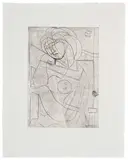 Pablo Picasso, Femme nue assise, la tête appuyée sur la main (from La Suite Vollard), Etching on Montval paper with Picasso watermark