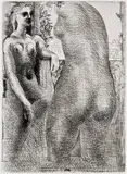 Pablo Picasso, Modèle et grand sculpture de dos (from La Suite Vollard), Etching and scraper on Montval paper with Picasso watermark