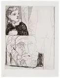 Pablo Picasso, Femme accoudée, Sculpture de Dos et tête barbue (from La Suite Vollard), Etching on Montval paper with Vollard watermark
