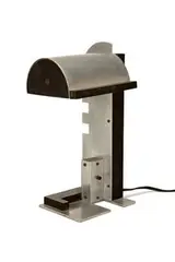 Jacques Le Chevallier, Rare table lamp, c. 1928, Aluminum, ebonite