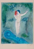 Marc Chagall, Chloe's Kiss (from the Daphnis and Chloe portfolio), 1961, Color lithograph on Arches paper