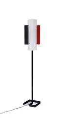 Boris Jean Lacroix, Rare floor lamp, 1947, Enameled steel, brass, Perspex