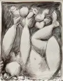 Baltasar Lobo, Untitled, c. 1953, Ink wash and graphite on paper