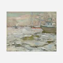 Fred Wagner, Boats in the Harbor, pastel on paper