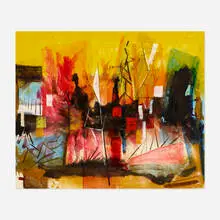 Abstract Composition by Joseph Meierhans, oil on board, sold Dec 2021