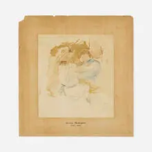 Berthe Morisot, La couture au jardin, 1883, watercolor and graphite on paper laid to cardboard