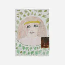 Untitled (Evening Lights) by Lee Godie, mixed media on canvas, sold Nov 2021
