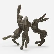 Sophie Ryder, Dancing Hares, Maquette, 1992, bronze